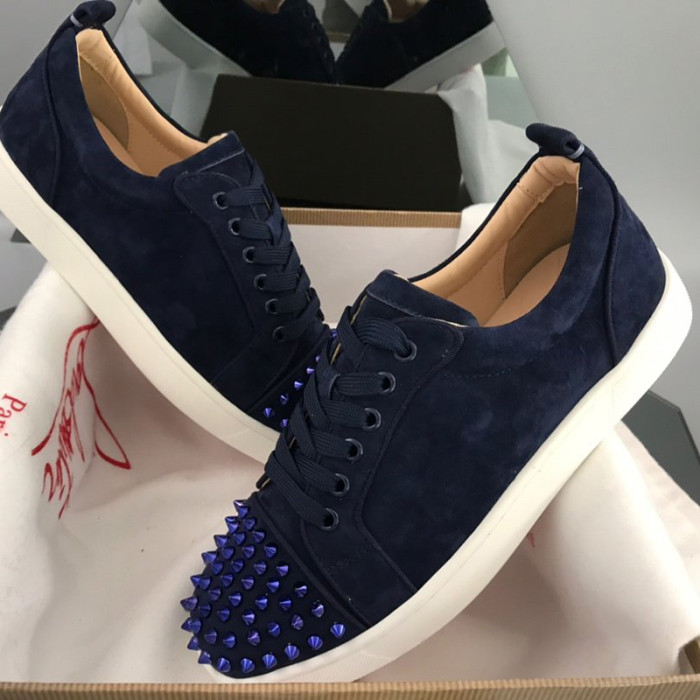 Christian Louboutin Mens Shoes Luxury Brand Red Bottom Design Louis Junior Spikes Flat with Original Box CL sneakers