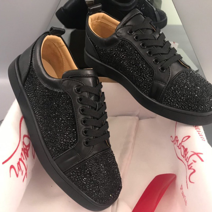 Christian Louboutin Mens Shoes Luxury Brand Red Bottom Design Louis Junior Spikes Flat with Original Box CL sneakers