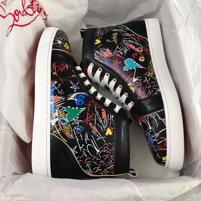 Christian Louboutin Mens Shoes Luxury Brand Red Bottom Design Louis Junior Spikes Flat with Original Box CL sneakers