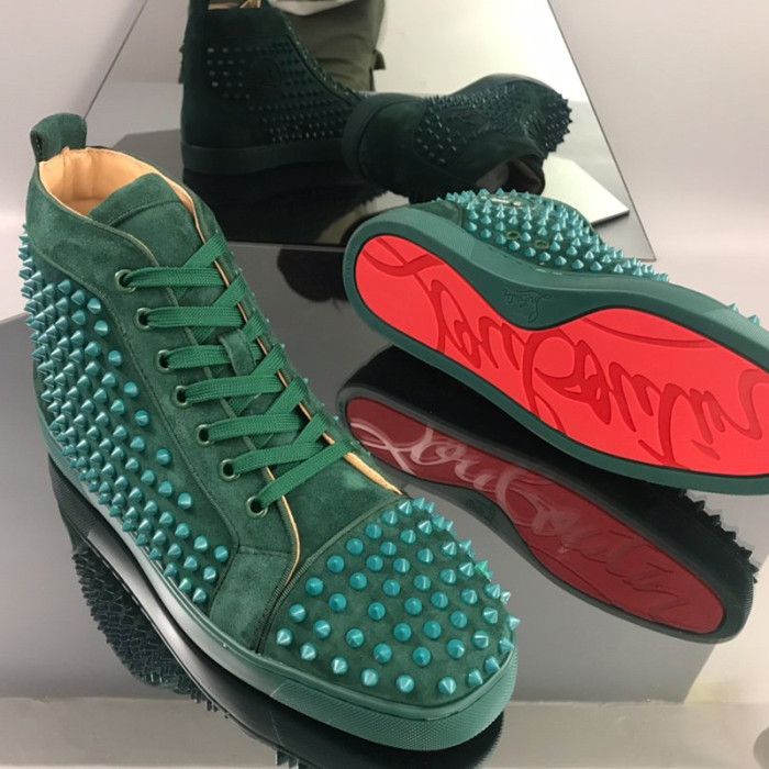 Christian Louboutin Mens Shoes Luxury Brand Red Bottom Design Louis Junior Spikes Flat with Original Box CL sneakers