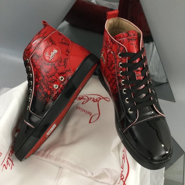 Christian Louboutin Mens Shoes Luxury Brand Red Bottom Design Louis Junior Spikes Flat with Original Box CL sneakers