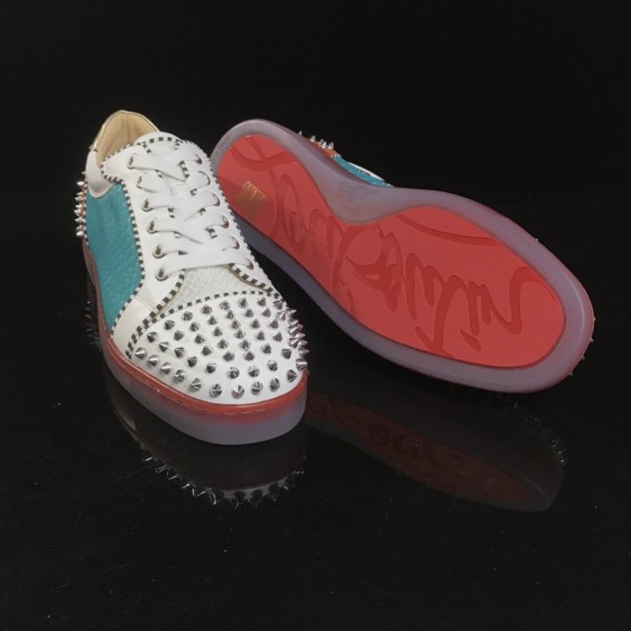 Christian Louboutin Mens Shoes Luxury Brand Red Bottom Design Louis Junior Spikes Flat with Original Box CL sneakers
