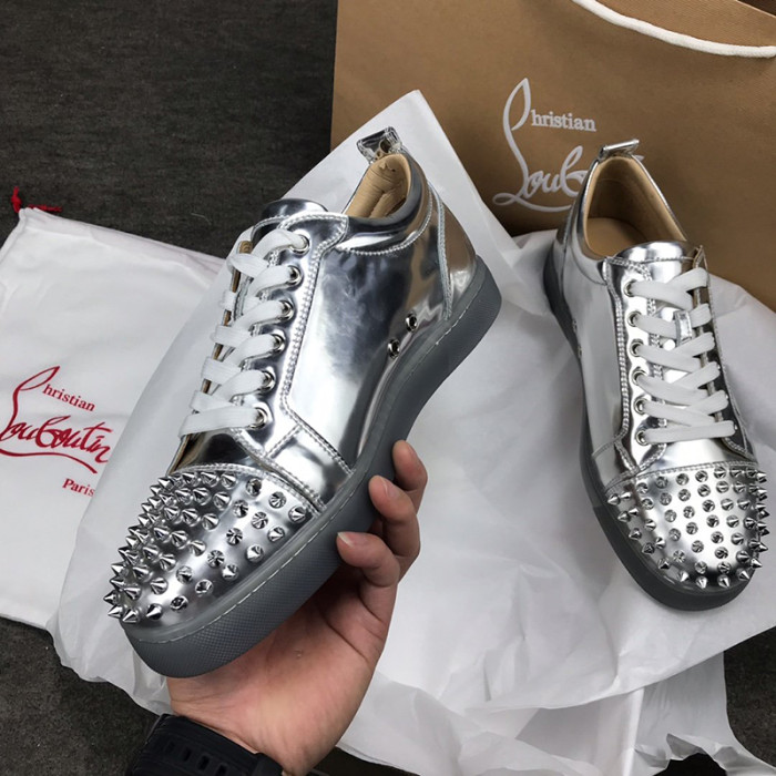 Christian Louboutin Mens Shoes Luxury Brand Red Bottom Design Louis Junior Spikes Flat with Original Box CL sneakers