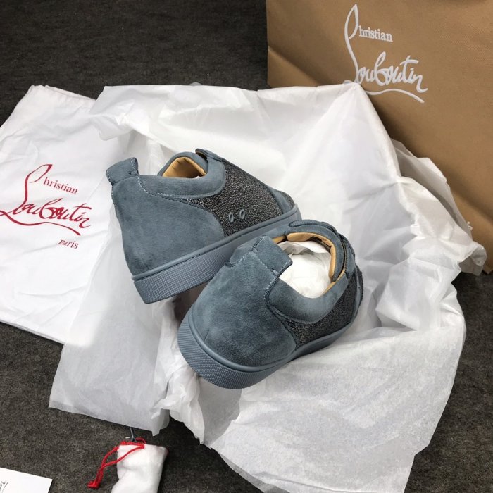 Christian Louboutin Mens Shoes Luxury Brand Red Bottom Design Louis Junior Spikes Flat with Original Box CL sneakers