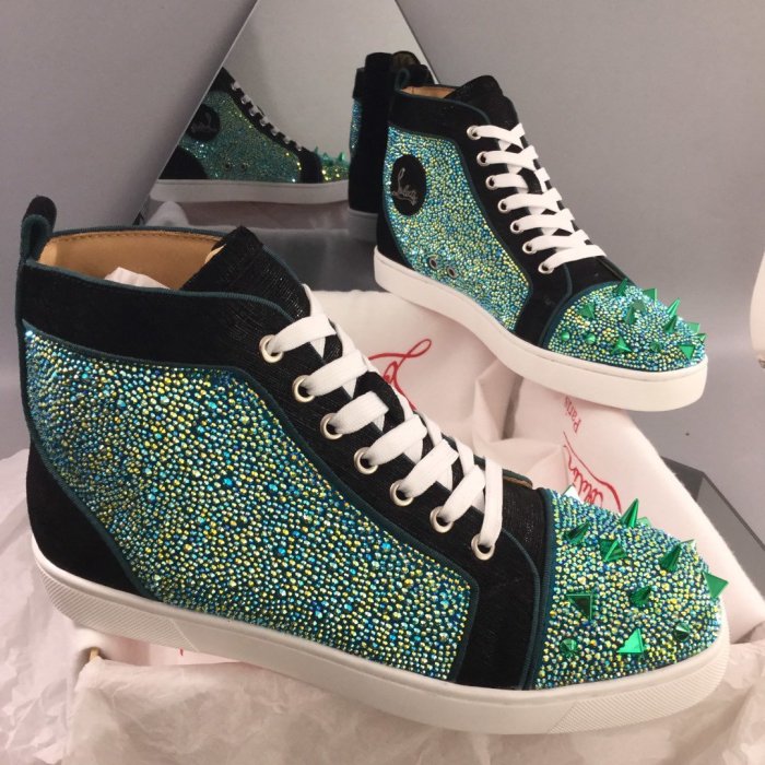 Christian Louboutin Mens Shoes Luxury Brand Red Bottom Design Louis Junior Spikes Flat with Original Box CL sneakers