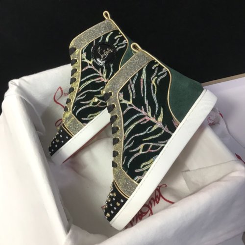 Christian Louboutin Mens Shoes Luxury Brand Red Bottom Design Louis Junior Spikes Flat with Original Box CL sneakers