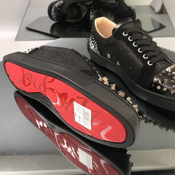 Christian Louboutin Mens Shoes Luxury Brand Red Bottom Design Louis Junior Spikes Flat with Original Box CL sneakers