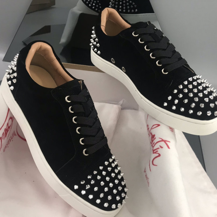 Christian Louboutin Mens Shoes Luxury Brand Red Bottom Design Louis Junior Spikes Flat with Original Box CL sneakers
