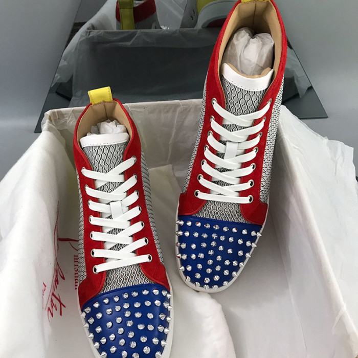Christian Louboutin Mens Shoes Luxury Brand Red Bottom Design Louis Junior Spikes Flat with Original Box CL sneakers