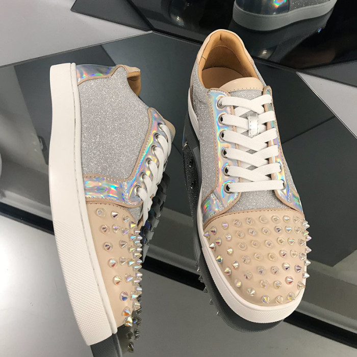 Christian Louboutin Mens Shoes Luxury Brand Red Bottom Design Louis Junior Spikes Flat with Original Box CL sneakers