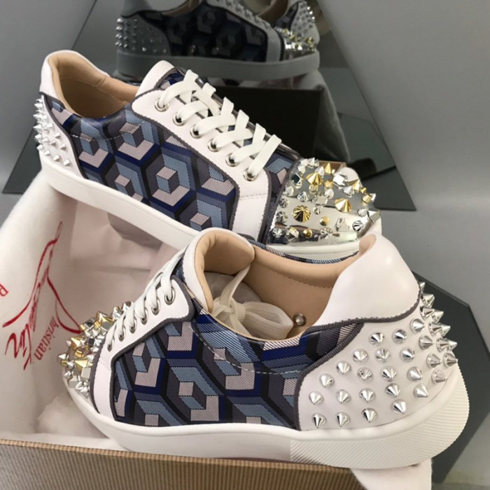 Christian Louboutin Mens Shoes Luxury Brand Red Bottom Design Louis Junior Spikes Flat with Original Box CL sneakers