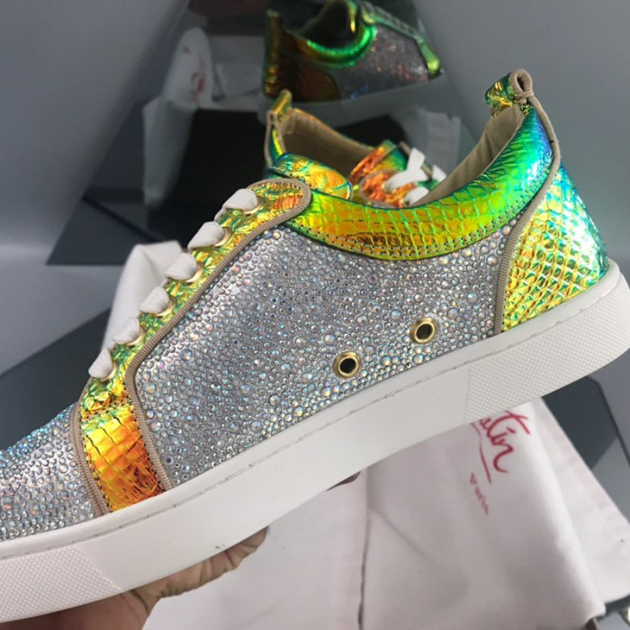 Christian Louboutin Mens Shoes Luxury Brand Red Bottom Design Louis Junior Spikes Flat with Original Box CL sneakers
