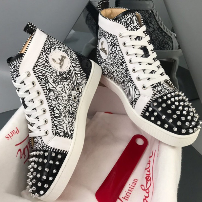 Christian Louboutin Mens Shoes Luxury Brand Red Bottom Design Louis Junior Spikes Flat with Original Box CL sneakers