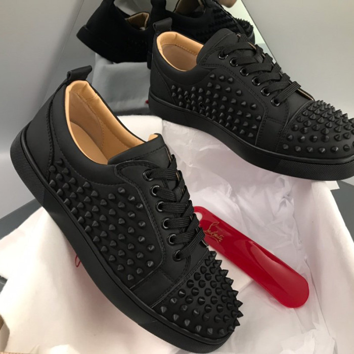 Christian Louboutin Mens Shoes Luxury Brand Red Bottom Design Louis Junior Spikes Flat with Original Box CL sneakers
