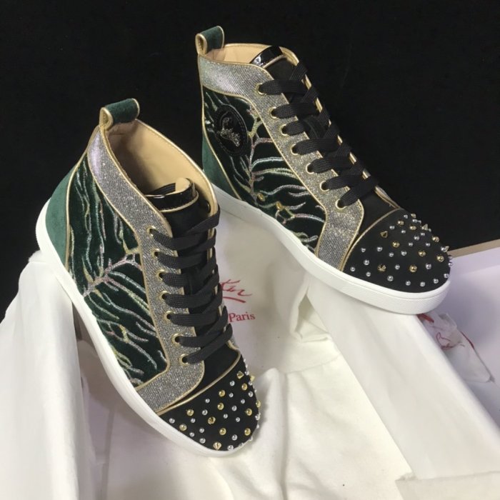 Christian Louboutin Mens Shoes Luxury Brand Red Bottom Design Louis Junior Spikes Flat with Original Box CL sneakers