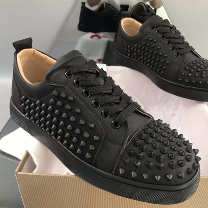 Christian Louboutin Mens Shoes Luxury Brand Red Bottom Design Louis Junior Spikes Flat with Original Box CL sneakers
