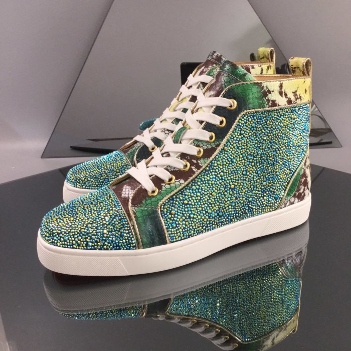 Christian Louboutin Mens Shoes Luxury Brand Red Bottom Design Louis Junior Spikes Flat with Original Box CL sneakers