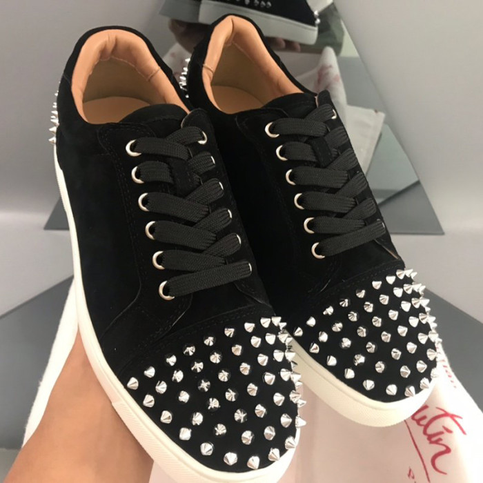 Christian Louboutin Mens Shoes Luxury Brand Red Bottom Design Louis Junior Spikes Flat with Original Box CL sneakers