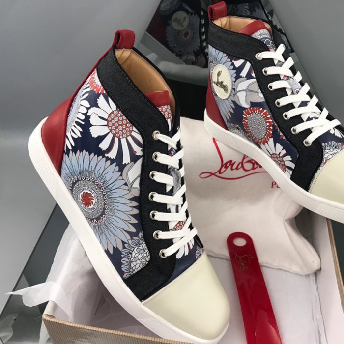 Christian Louboutin Mens Shoes Luxury Brand Red Bottom Design Louis Junior Spikes Flat with Original Box CL sneakers