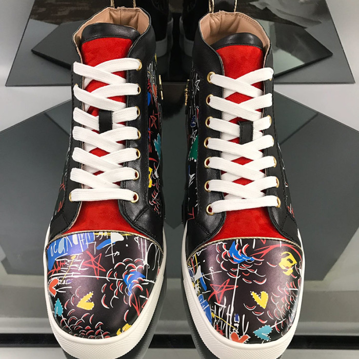 Christian Louboutin Mens Shoes Luxury Brand Red Bottom Design Louis Junior Spikes Flat with Original Box CL sneakers
