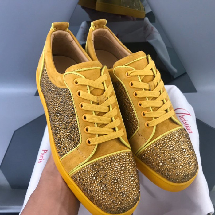 Christian Louboutin Mens Shoes Luxury Brand Red Bottom Design Louis Junior Spikes Flat with Original Box CL sneakers