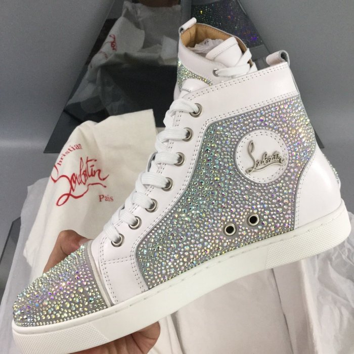Christian Louboutin Mens Shoes Luxury Brand Red Bottom Design Louis Junior Spikes Flat with Original Box CL sneakers