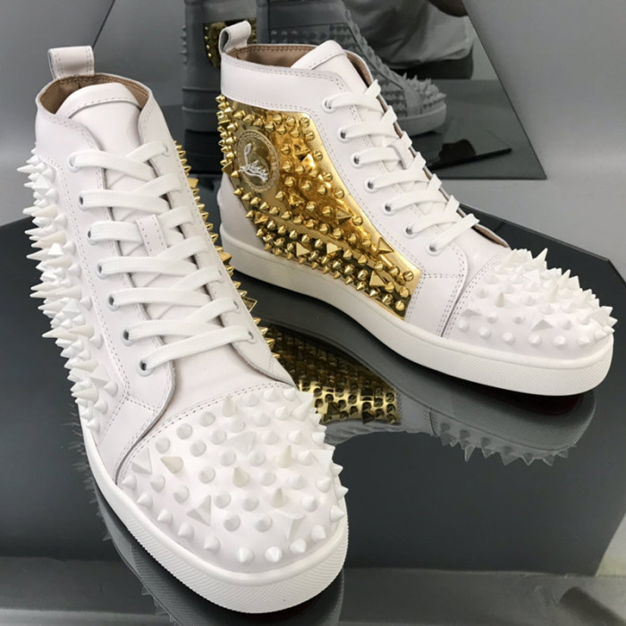 Christian Louboutin Mens Shoes Luxury Brand Red Bottom Design Louis Junior Spikes Flat with Original Box CL sneakers