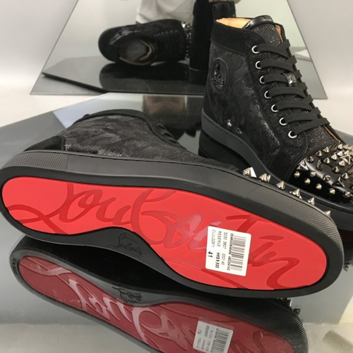 Christian Louboutin Mens Shoes Luxury Brand Red Bottom Design Louis Junior Spikes Flat with Original Box CL sneakers