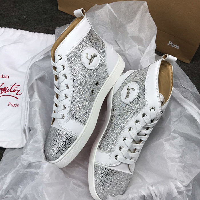 Christian Louboutin Mens Shoes Luxury Brand Red Bottom Design Louis Junior Spikes Flat with Original Box CL sneakers