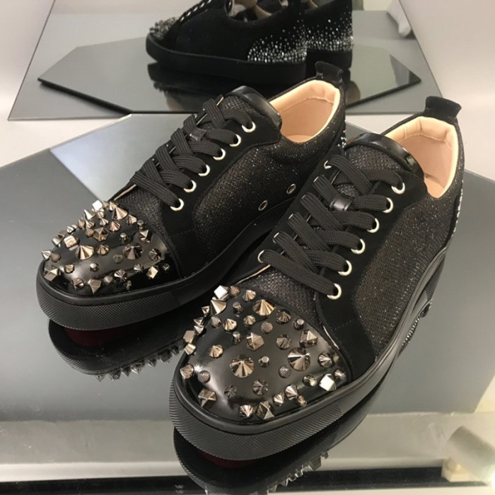 Christian Louboutin Mens Shoes Luxury Brand Red Bottom Design Louis Junior Spikes Flat with Original Box CL sneakers