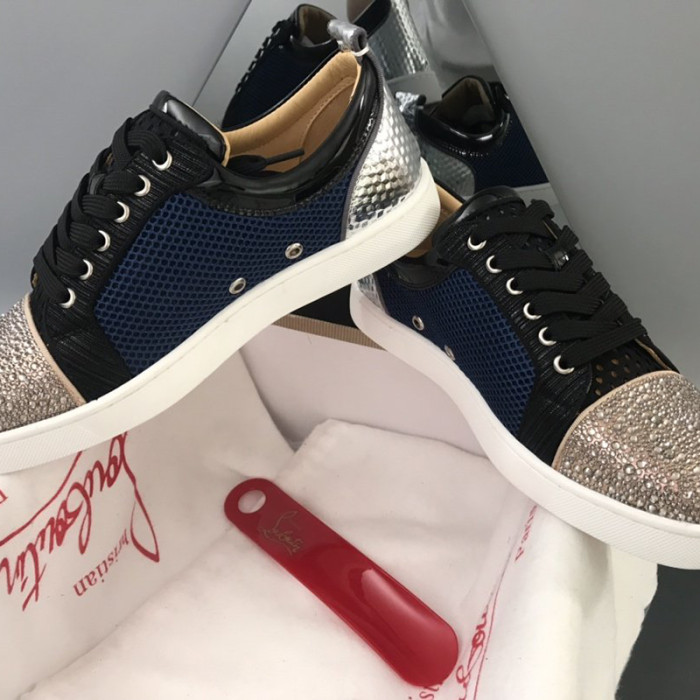 Christian Louboutin Mens Shoes Luxury Brand Red Bottom Design Louis Junior Spikes Flat with Original Box CL sneakers