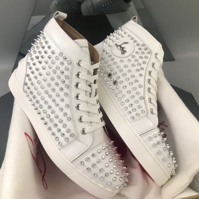 Christian Louboutin Mens Shoes Luxury Brand Red Bottom Design Louis Junior Spikes Flat with Original Box CL sneakers