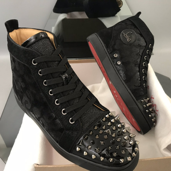Christian Louboutin Mens Shoes Luxury Brand Red Bottom Design Louis Junior Spikes Flat with Original Box CL sneakers