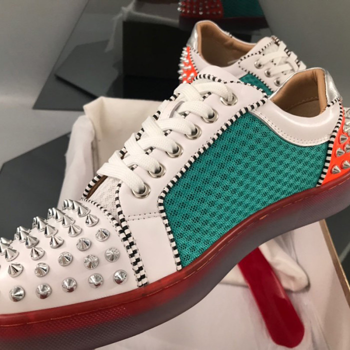 Christian Louboutin Mens Shoes Luxury Brand Red Bottom Design Louis Junior Spikes Flat with Original Box CL sneakers