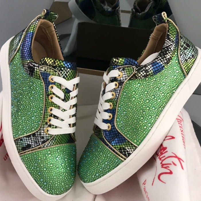 Christian Louboutin Mens Shoes Luxury Brand Red Bottom Design Louis Junior Spikes Flat with Original Box CL sneakers