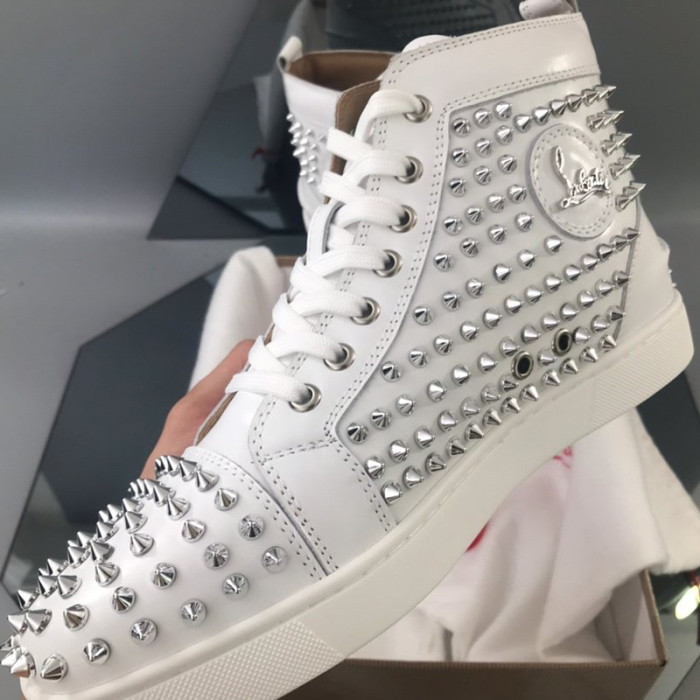Christian Louboutin Mens Shoes Luxury Brand Red Bottom Design Louis Junior Spikes Flat with Original Box CL sneakers