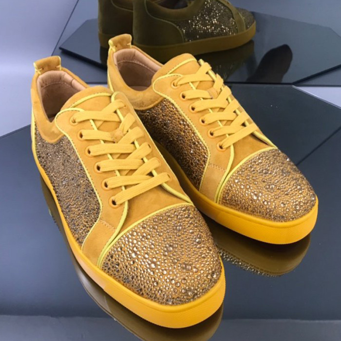 Christian Louboutin Mens Shoes Luxury Brand Red Bottom Design Louis Junior Spikes Flat with Original Box CL sneakers