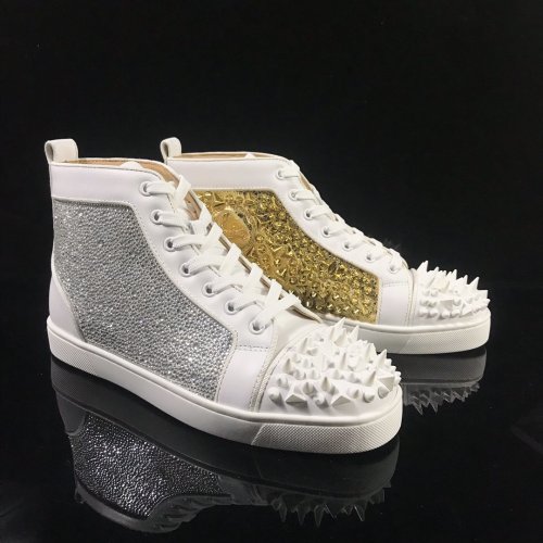Christian Louboutin Mens Shoes Luxury Brand Red Bottom Design Louis Junior Spikes Flat with Original Box CL sneakers