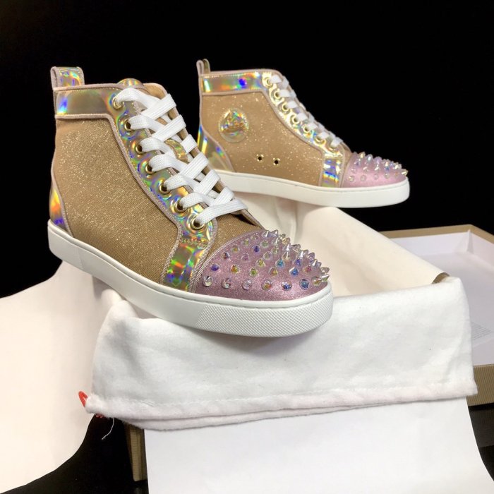 Christian Louboutin Mens Shoes Luxury Brand Red Bottom Design Louis Junior Spikes Flat with Original Box CL sneakers