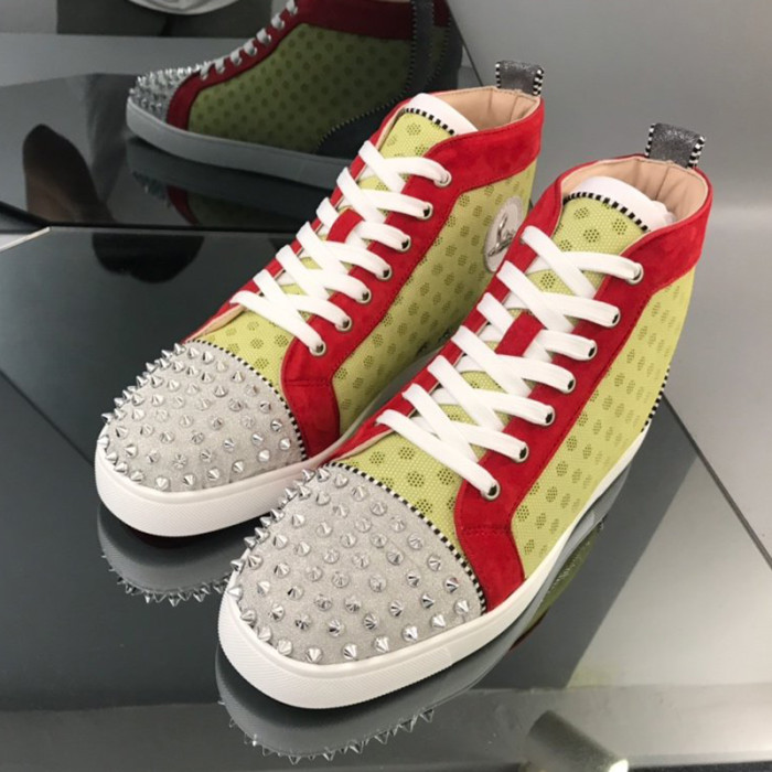 Christian Louboutin Mens Shoes Luxury Brand Red Bottom Design Louis Junior Spikes Flat with Original Box CL sneakers