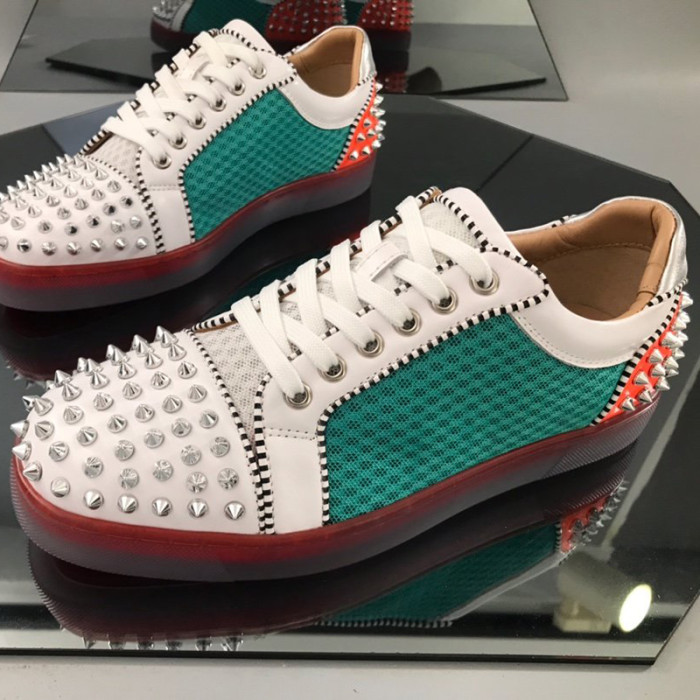 Christian Louboutin Mens Shoes Luxury Brand Red Bottom Design Louis Junior Spikes Flat with Original Box CL sneakers