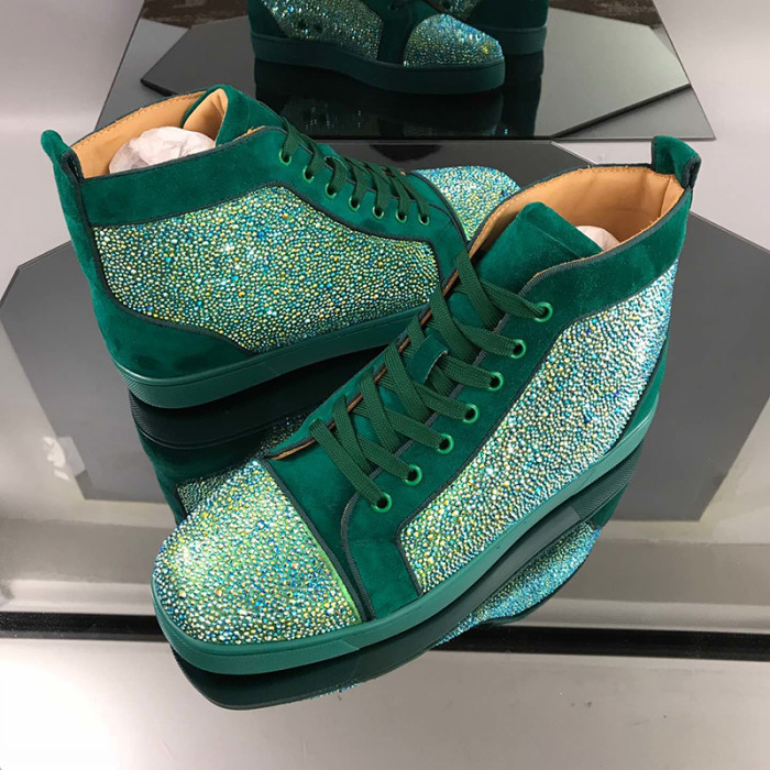 Christian Louboutin Mens Shoes Luxury Brand Red Bottom Design Louis Junior Spikes Flat with Original Box CL sneakers