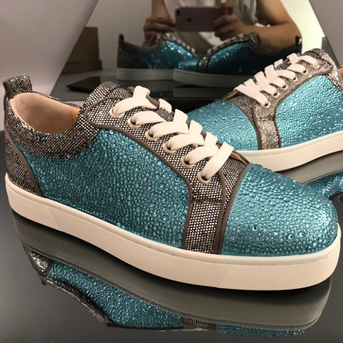 Christian Louboutin Mens Shoes Luxury Brand Red Bottom Design Louis Junior Spikes Flat with Original Box CL sneakers