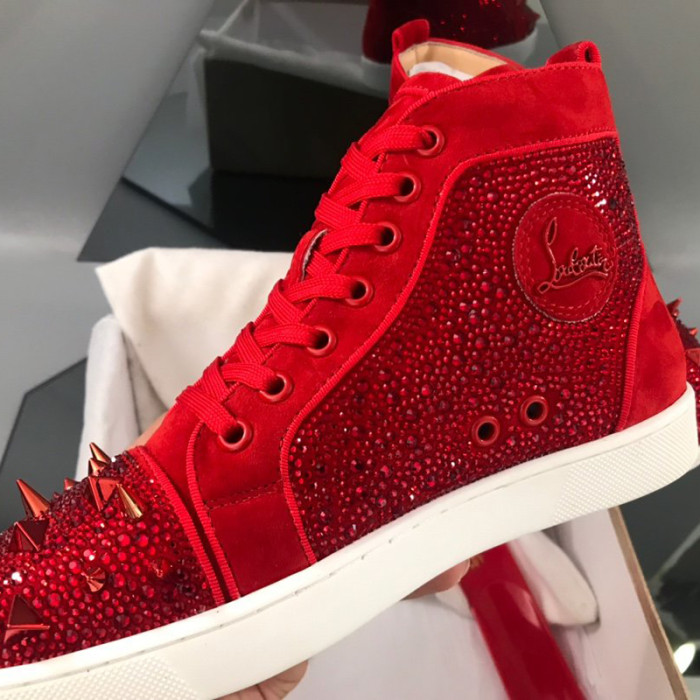 Christian Louboutin Mens Shoes Luxury Brand Red Bottom Design Louis Junior Spikes Flat with Original Box CL sneakers
