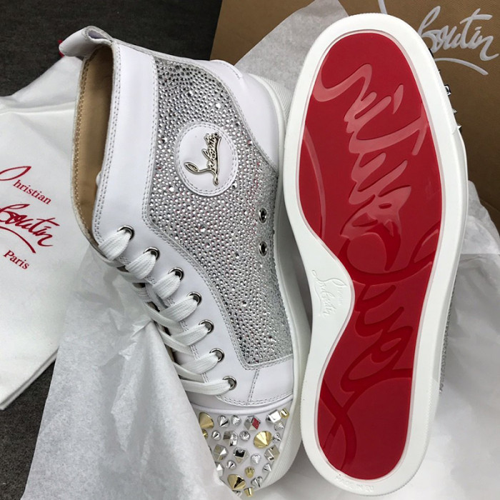 Christian Louboutin Mens Shoes Luxury Brand Red Bottom Design Louis Junior Spikes Flat with Original Box CL sneakers