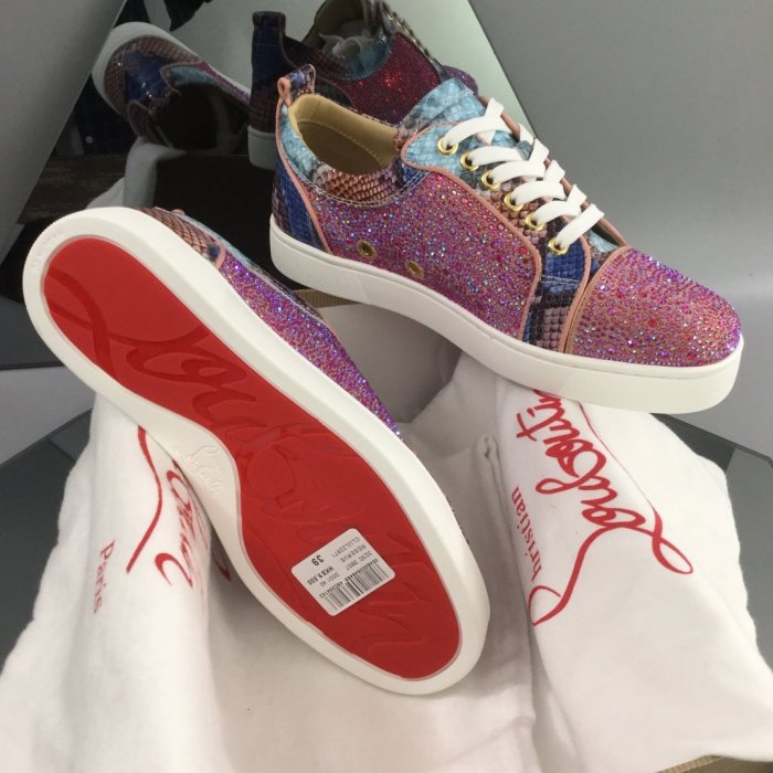 Christian Louboutin Mens Shoes Luxury Brand Red Bottom Design Louis Junior Spikes Flat with Original Box CL sneakers