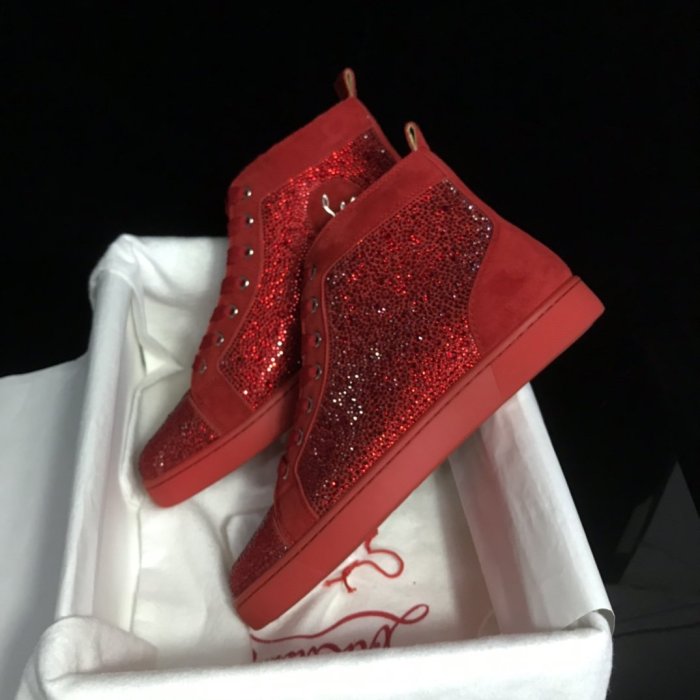 Christian Louboutin Mens Shoes Luxury Brand Red Bottom Design Louis Junior Spikes Flat with Original Box CL sneakers