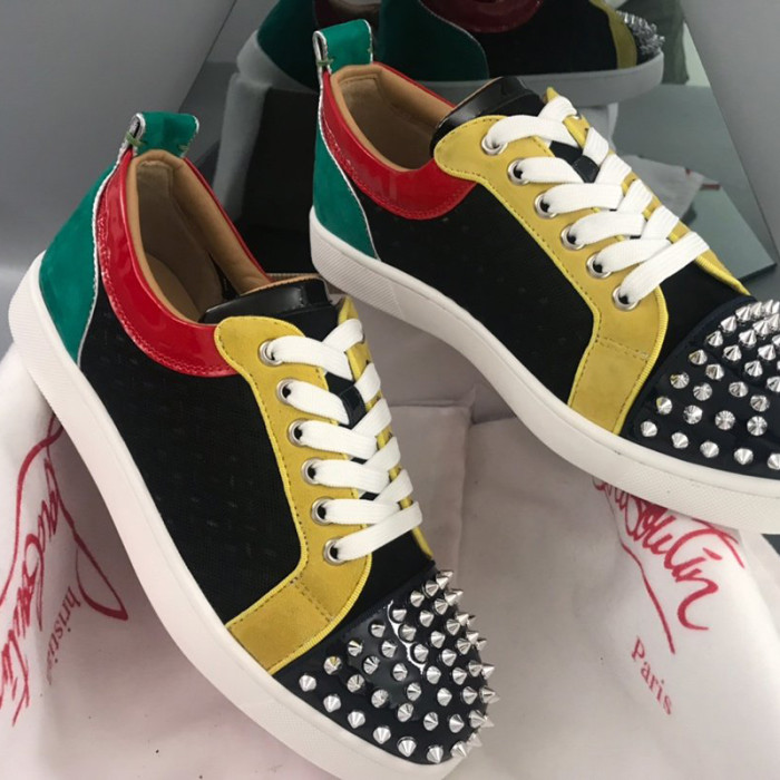 Christian Louboutin Mens Shoes Luxury Brand Red Bottom Design Louis Junior Spikes Flat with Original Box CL sneakers