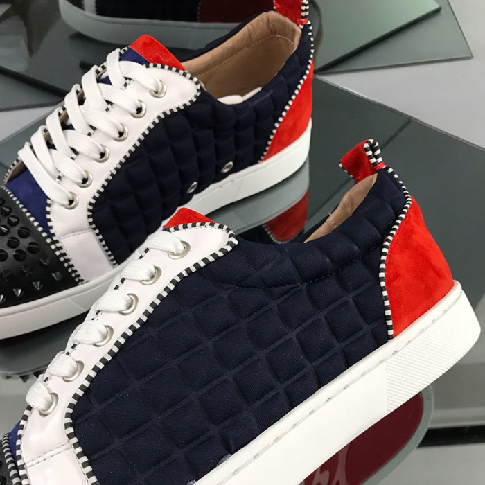 Christian Louboutin Mens Shoes Luxury Brand Red Bottom Design Louis Junior Spikes Flat with Original Box CL sneakers