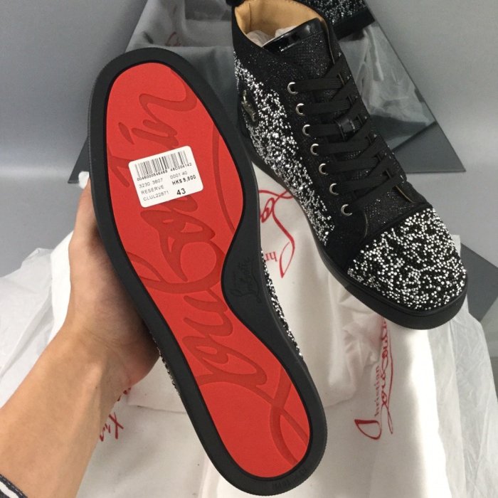 Christian Louboutin Mens Shoes Luxury Brand Red Bottom Design Louis Junior Spikes Flat with Original Box CL sneakers